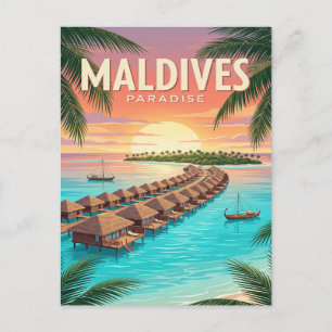 Reise-Postkarte im Vintage-Stil   Malediven Postkarte