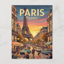Reise-Postkarte im Vintage-Stil | Paris Frankreich