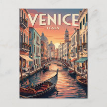 Reise-Postkarte im Vintage-Stil | Venedig Italien