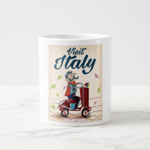 Reise-Postkarte Italien im Stil alter Cartoons. Jumbo-Tasse