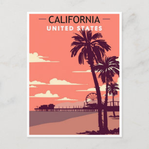 Reise-Postkarte Kalifornien Amerika im Vintage-Sti Postkarte