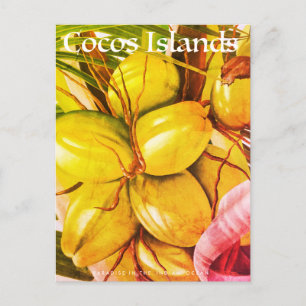 Reise-Postkarte von den Cocos-Inseln im Vintage-St Ankündigungspostkarte