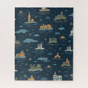 Reise-Puzzle im Vintage-Design Puzzle
