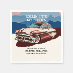 Reise Retro-Klassiker-Auto-Thema 50. Geburtstag Serviette