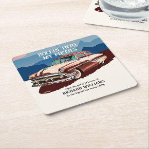 Reise Retro Oldtimer Thema 50. Geburtstag Rechteckiger Pappuntersetzer