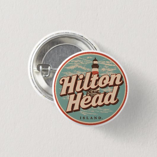 Reise-Retroschmuck Geschenke vom Hilton Head Islan Button (Vorne & Hinten)