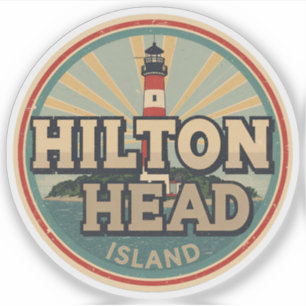 Reise-Retrosouvenirs vom Hilton Head Island Leucht Aufkleber