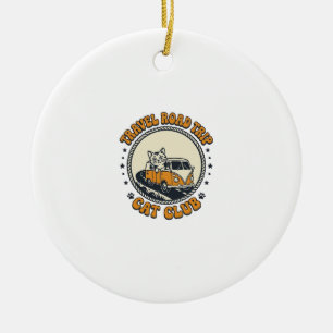 Reise Roadtrip Katze Haustierliebhaber-Shirt Kunst Keramik Ornament