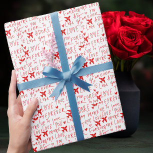 Reise Romantische Liebe Rot Flugzeug Benutzerdefin Geschenkpapier