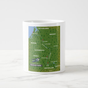 Reise-Rückblickkarte Rhein. Riesige Kaffeetasse Jumbo-Tasse