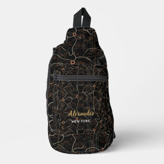 Reise-Rucksäcke modern - Elegant Schwarz & Gold Crossbody Bag