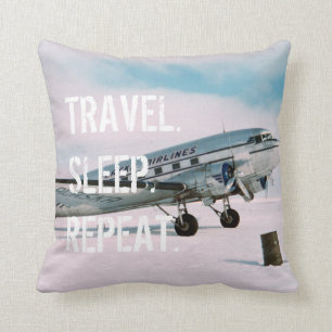 Reise Schlaf Wiederholung Vintage-Flugzeug Fernweh Kissen