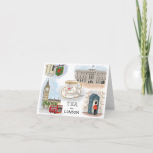 Reise-Skizze Notecard: Tee in London, England Karte