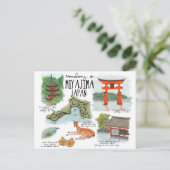 Reise-Skizze-Postkarte: Schlängeln auf Miyajima Postkarte (Stehend Vorderseite)