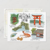 Reise-Skizze-Postkarte: Schlängeln auf Miyajima Postkarte (Vorne/Hinten)