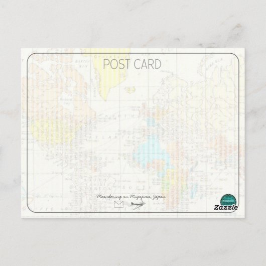 Reise-Skizze-Postkarte: Schlängeln auf Miyajima Postkarte (Rückseite)