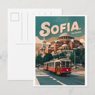 Reise Sofia, Bulgarien Vintage-Geschenke Stadtstra Postkarte