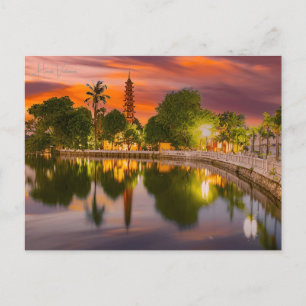 Reise Stadt Hanoi Vietnam Retro Urlaub im Vintage- Postkarte