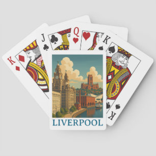 Reise-Stadtansicht von Liverpool England im Vintag Spielkarten