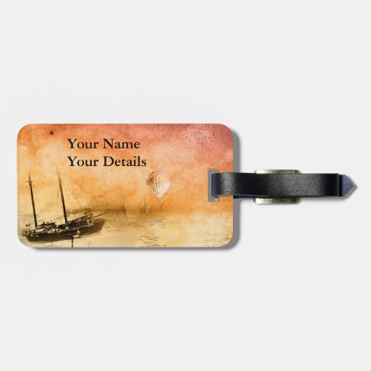 Reise-Steampunk-Gepäckanhänger personalisiert Gepäckanhänger (Rückseite horizontal)
