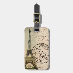 Reise-Stempel Eiffelturm im Vintage-Stil Gepäckanhänger