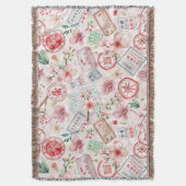 Reise-Stempel-Muster im Vintage-Stil (1) Decke (Vorderseite Vertikal)