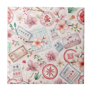Reise-Stempel-Muster im Vintage-Stil (1) Fliese