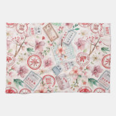 Reise-Stempel-Muster im Vintage-Stil (1) Geschirrtuch (Horizontal)