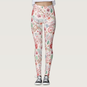 Reise-Stempel-Muster im Vintage-Stil (1) Leggings