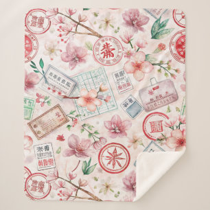 Reise-Stempel-Muster im Vintage-Stil (1) Sherpadecke