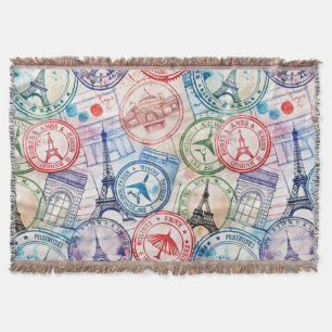 Reise-Stempel-Muster im Vintage-Stil (2) Decke