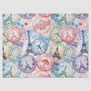 Reise-Stempel-Muster im Vintage-Stil (2) Seidenpapier