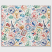 Reise-Stempel-Muster im Vintage-Stil (3) Geschenkpapier (Flach)