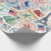 Reise-Stempel-Muster im Vintage-Stil (3) Geschenkpapier (Ecke)