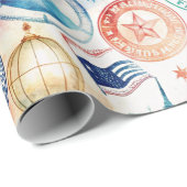 Reise-Stempel-Muster im Vintage-Stil (3) Geschenkpapier (Rolleneckpunkt)