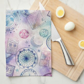 Reise-Stempel-Muster im Vintage-Stil (4) Geschirrtuch (Viertel Falte)