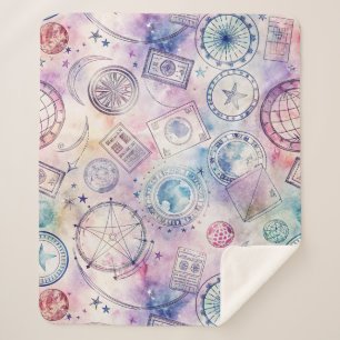 Reise-Stempel-Muster im Vintage-Stil (4) Sherpadecke