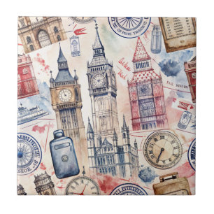 Reise-Stempel-Muster im Vintage-Stil (5) Fliese
