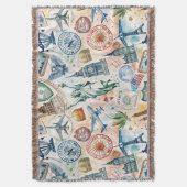 Reise-Stempel-Muster im Vintage-Stil (6) Decke (Vorderseite Vertikal)