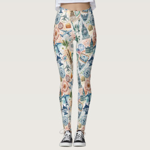 Reise-Stempel-Muster im Vintage-Stil (6) Leggings