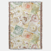 Reise-Stempel-Muster im Vintage-Stil (7) Decke (Vorderseite Vertikal)