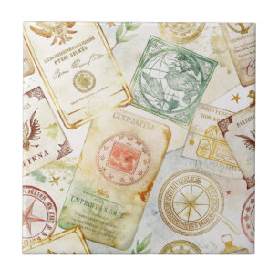 Reise-Stempel-Muster im Vintage-Stil (7) Fliese