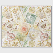 Reise-Stempel-Muster im Vintage-Stil (7) Geschenkpapier (Flach)