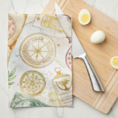 Reise-Stempel-Muster im Vintage-Stil (7) Geschirrtuch (Viertel Falte)