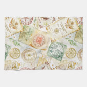 Reise-Stempel-Muster im Vintage-Stil (7) Geschirrtuch (Horizontal)
