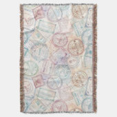 Reise-Stempel-Muster im Vintage-Stil (8) Decke (Vorderseite Vertikal)