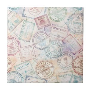 Reise-Stempel-Muster im Vintage-Stil (8) Fliese