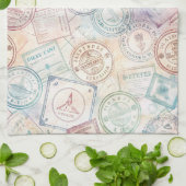 Reise-Stempel-Muster im Vintage-Stil (8) Geschirrtuch (Gefaltet)