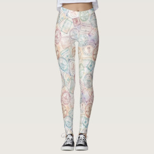 Reise-Stempel-Muster im Vintage-Stil (8) Leggings