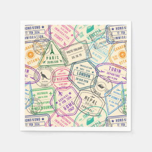 Reise Stempel Papier Servietten, Reisepass Party D Serviette